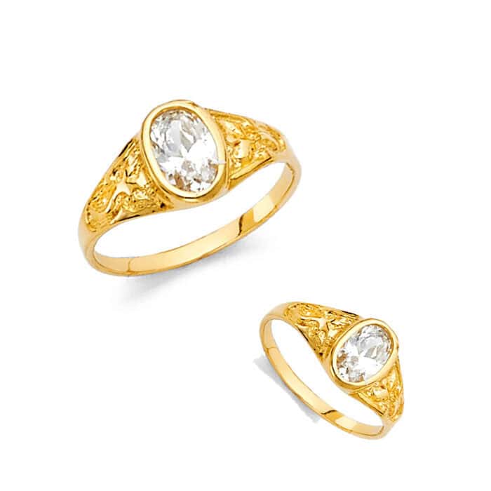 14K Yellow Gold Cubic Zirconia Babies Ring - Image 2