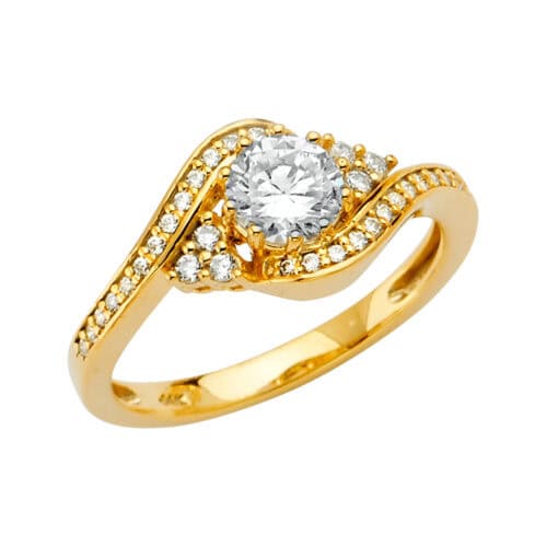 14K Yellow Gold Cubic Zirconia Engagement Ring