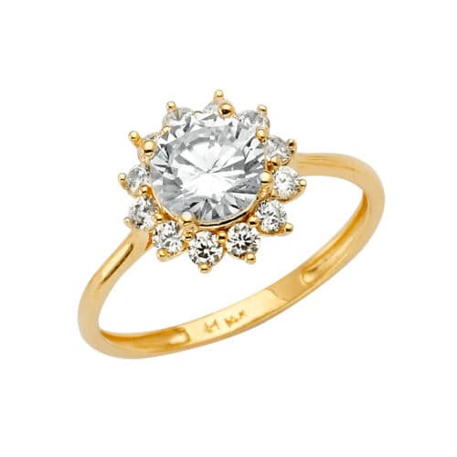 14K Yellow Gold Cubic Zirconia Engagement Ring