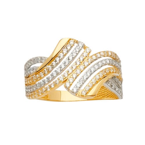 14K Yellow Gold Multi Line MP Cubic Zirconia Ring