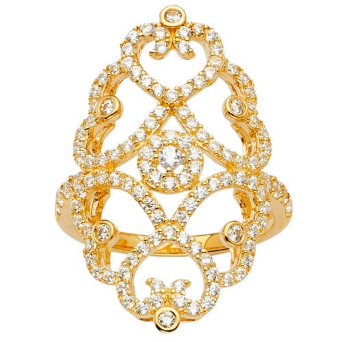 14K Yellow Gold Multi Line MP Cubic Zirconia Ring