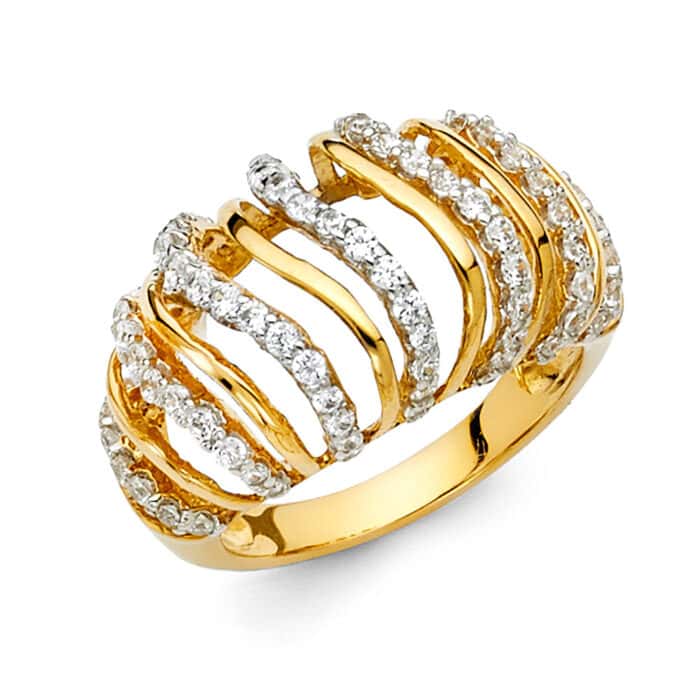 14K Yellow Gold Fancy Cubic Zirconia Ring
