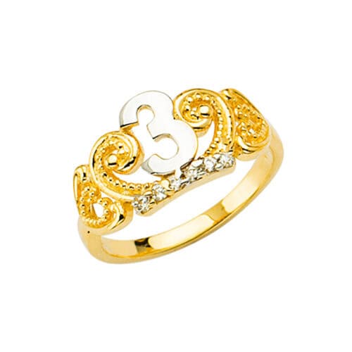 14K Yellow Gold 3 Years Old Baby Cubic Zirconia Crown Ring