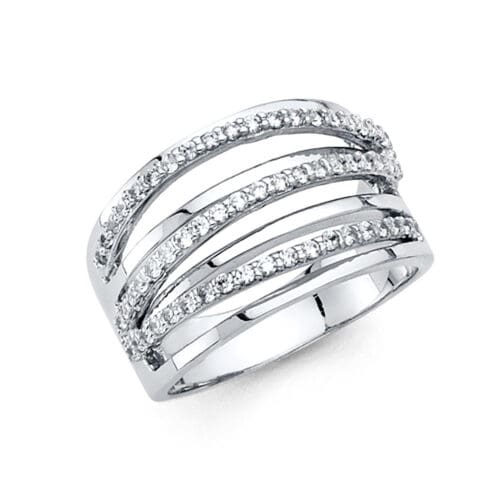 14K White Gold Fancy Cubic Zirconia Ring