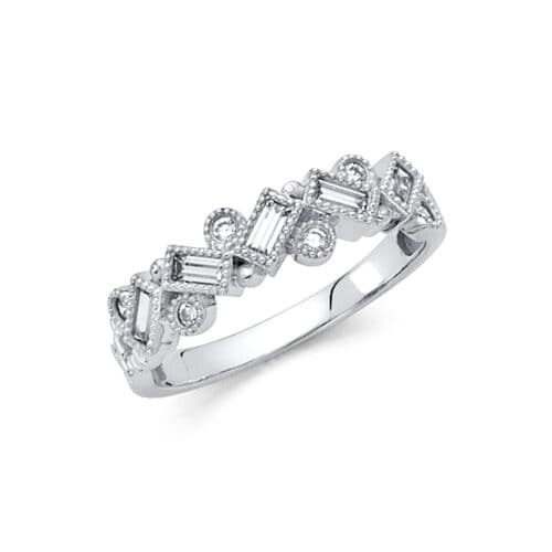 14K White Gold Fancy Cubic Zirconia Ring