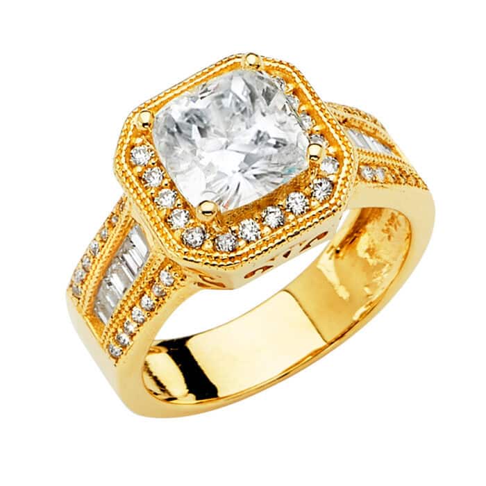 14K Yellow Gold Cubic Zirconia Engagement Ring