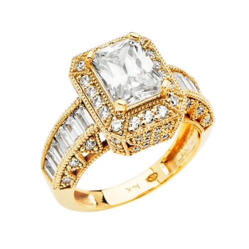 14K Yellow Gold Cubic Zirconia Engagement Ring