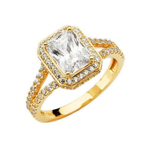 14K Yellow Gold Cubic Zirconia Engagement Ring