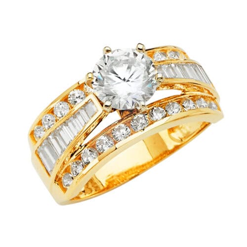 14K Yellow Gold Cubic Zirconia Engagement Ring
