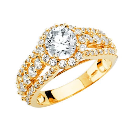 14K Yellow Gold Cubic Zirconia Engagement Ring