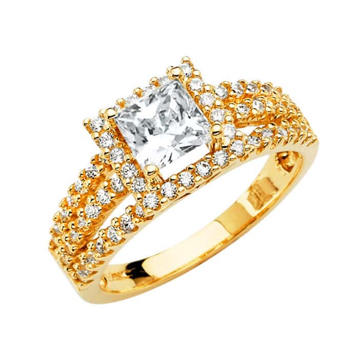 14K Yellow Gold Cubic Zirconia Engagement Ring