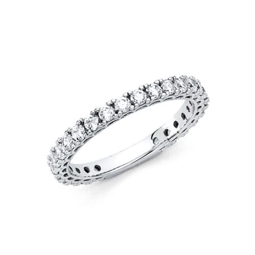 14K White Gold Cubic Zirconia Ladies Wedding Band