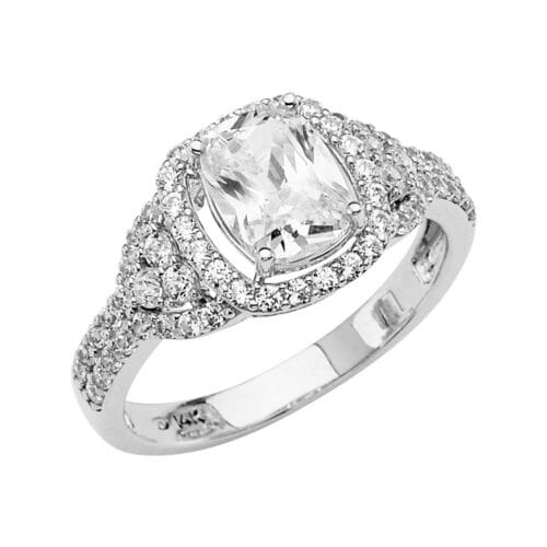 14K White Gold Cubic Zirconia Engagement Ring
