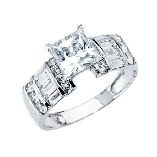 14K White Gold Cubic Zirconia Engagement Ring