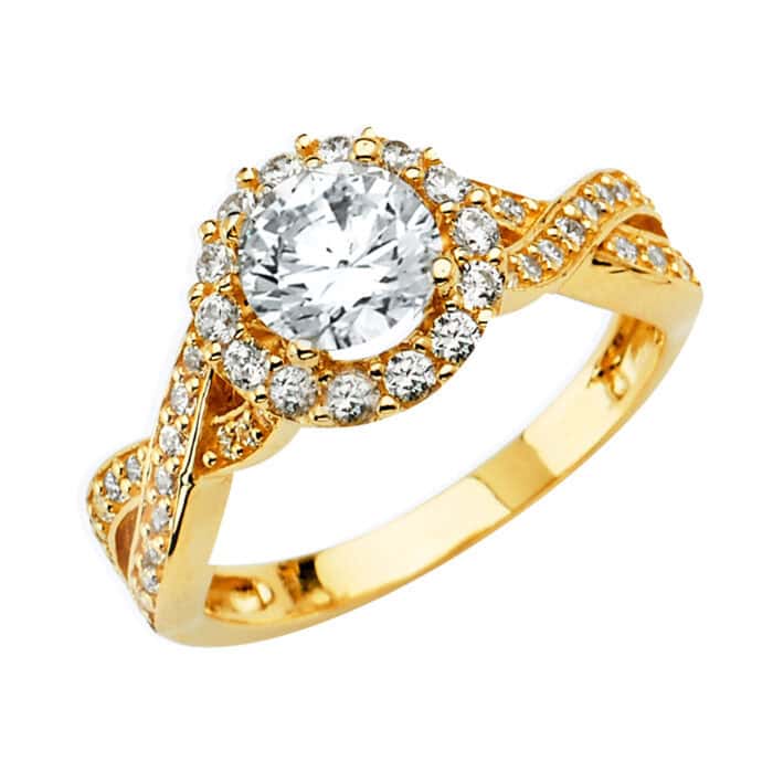 14K Yellow Gold Cubic Zirconia Engagement Ring