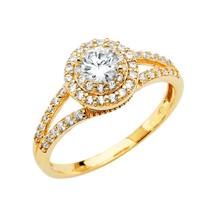 14K Yellow Gold Cubic Zirconia Engagement Ring