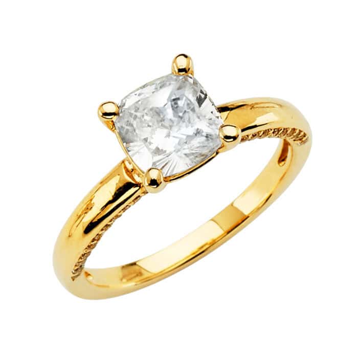 14K Yellow Gold Cubic Zirconia Engagement Ring