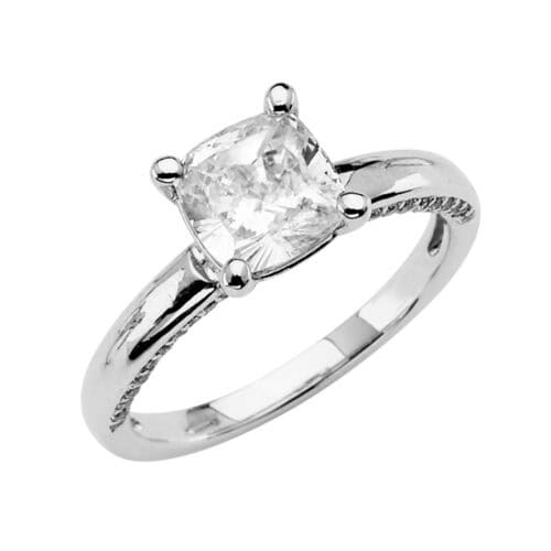 14K White Gold Cubic Zirconia Engagement Ring