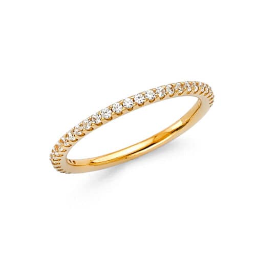 14K Yellow Gold Cubic Zirconia Ladies Wedding Band