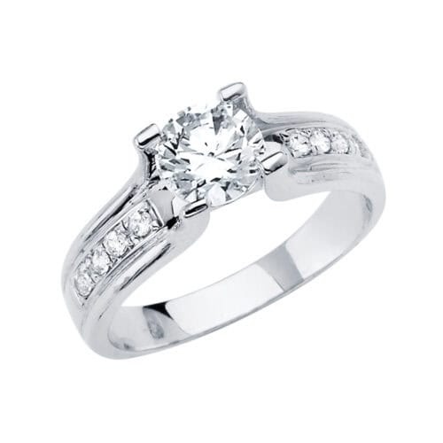 14K White Gold Cubic Zirconia Engagement Ring
