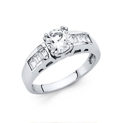 14K White Gold Cubic Zirconia Engagement Ring