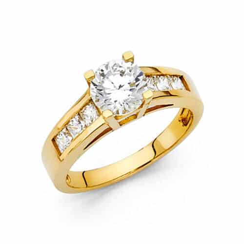 14K Yellow Gold Cubic Zirconia Engagement Ring