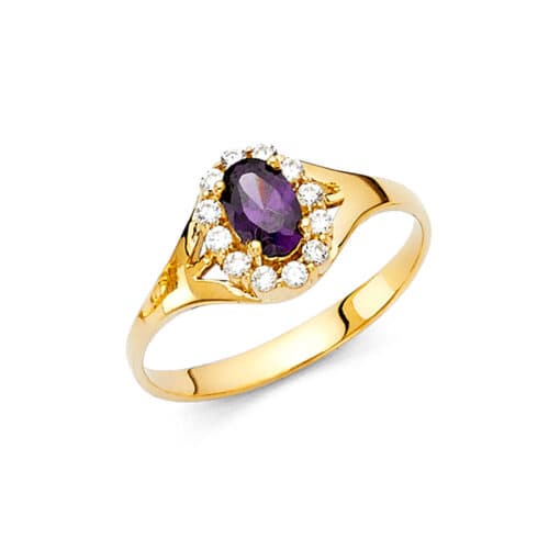 14K Yellow Gold Ladies Fancy Cubic Zirconia Ring