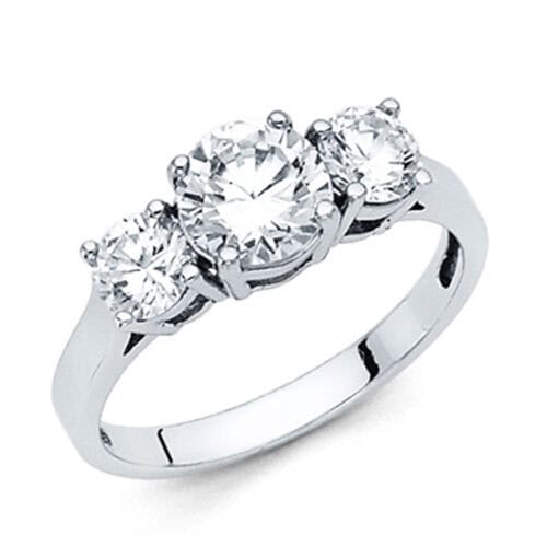 14K White Gold Cubic Zirconia 1 carat Round Stone Engagement Ring
