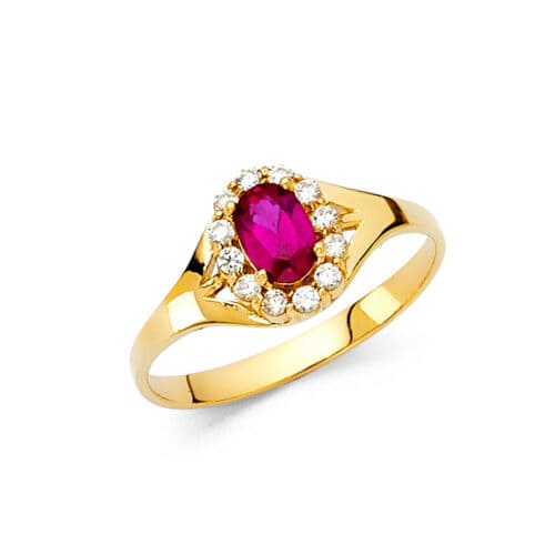 14K Yellow Gold Ladies Fancy Cubic Zirconia Ring