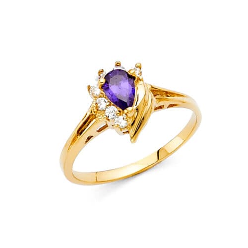 14K Yellow Gold Ladies Fancy Cubic Zirconia Ring