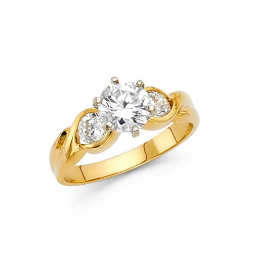 14K Yellow Gold Cubic Zirconia Engagement Ring