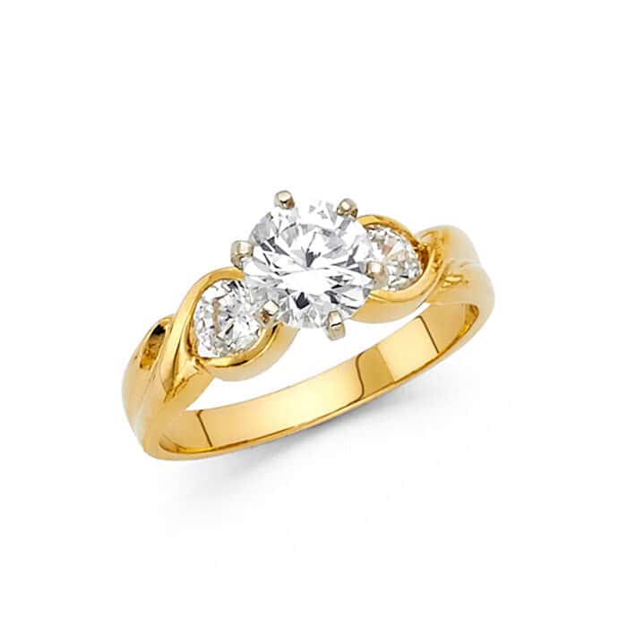 14K Yellow Gold Cubic Zirconia Engagement Ring