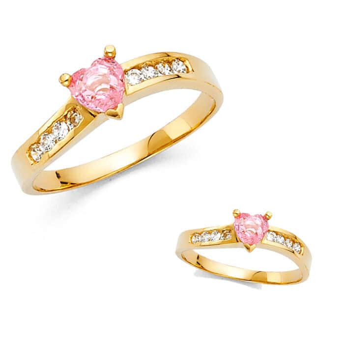 14K Yellow Gold Ladies Fancy Cubic Zirconia Ring - Image 3