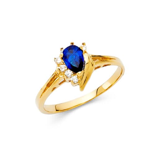 14K Yellow Gold Ladies Fancy Cubic Zirconia Ring