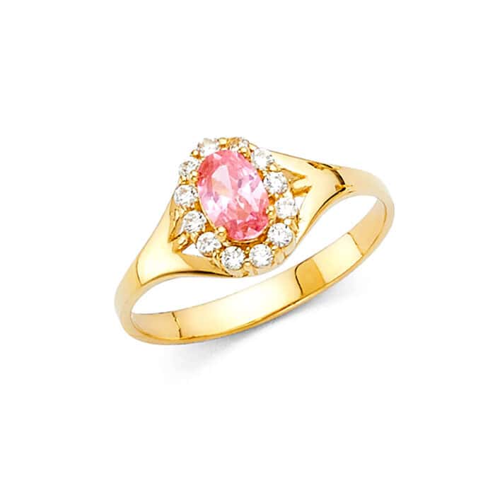 14K Yellow Gold Ladies Fancy Cubic Zirconia Ring