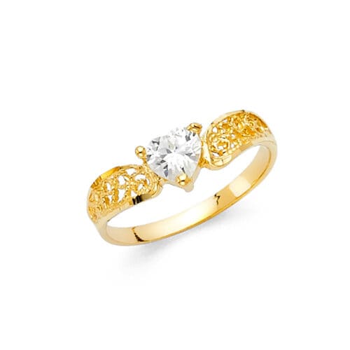 14K Yellow Gold Ladies Fancy Cubic Zirconia Ring