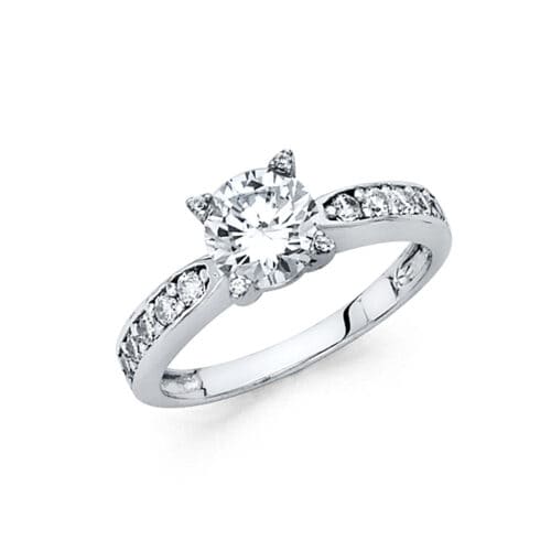 14K White Gold Cubic Zirconia Engagement Ring