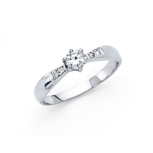 14K White Gold Cubic Zirconia Engagement Ring