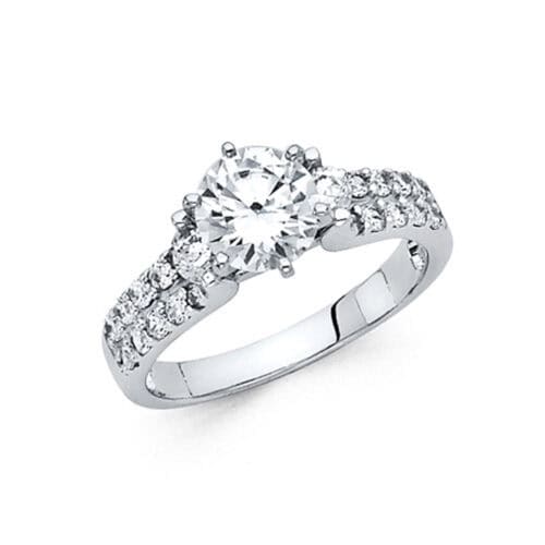 14K White Gold Cubic Zirconia Engagement Ring
