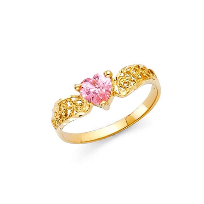 14K Yellow Gold Ladies Fancy Cubic Zirconia Ring