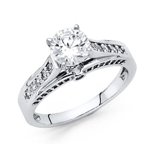 14K White Gold Cubic Zirconia Engagement Ring