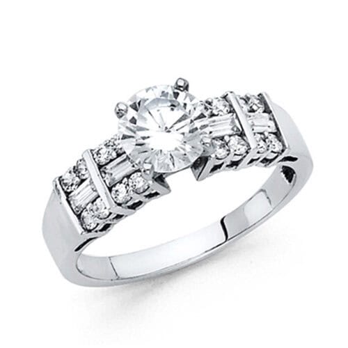 14K White Gold Cubic Zirconia Engagement Ring