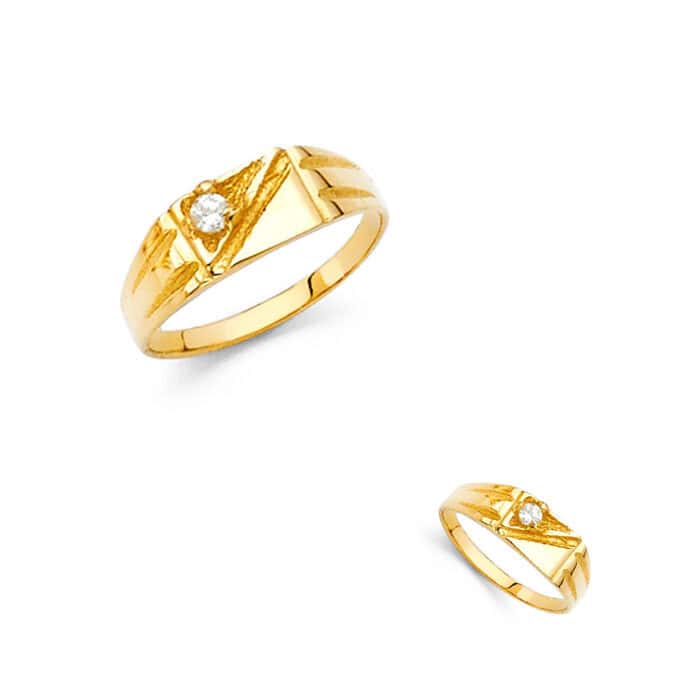 14K Yellow Gold Cubic Zirconia Babies Ring - Image 2