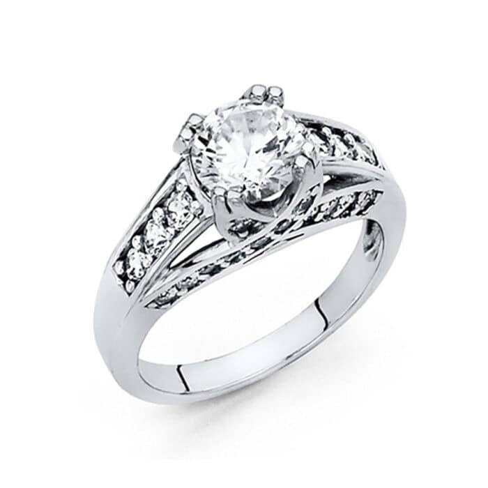 14K White Gold Cubic Zirconia Engagement Ring