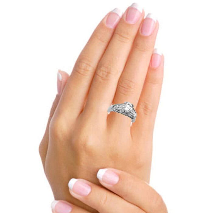 14K White Gold Cubic Zirconia Engagement Ring - Image 2