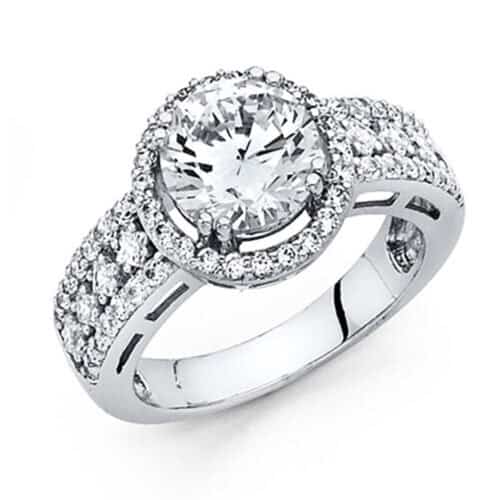 14K White Gold Cubic Zirconia Engagement Ring