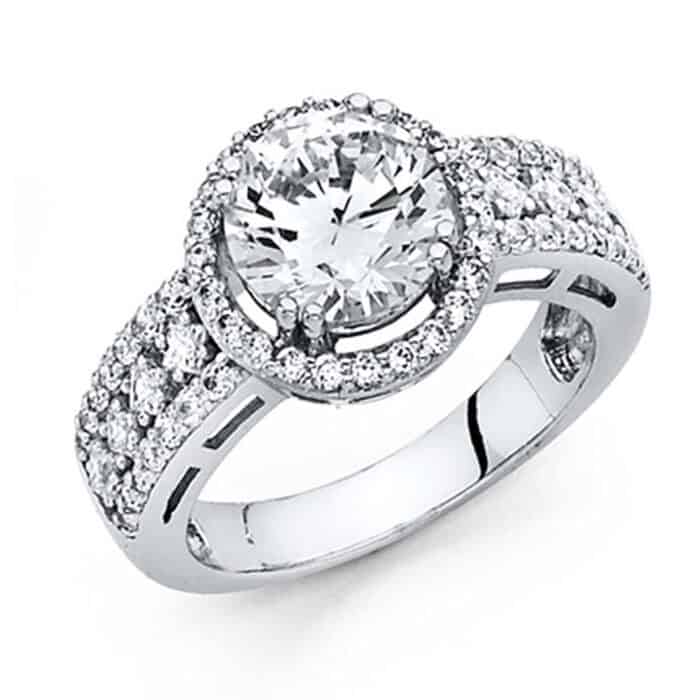 14K White Gold Cubic Zirconia Engagement Ring