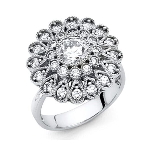14K White Gold Cubic Zirconia Engagement Ring