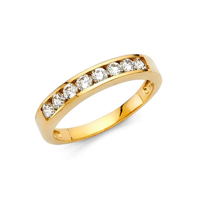14K Yellow Gold Cubic Zirconia Ladies Wedding Band