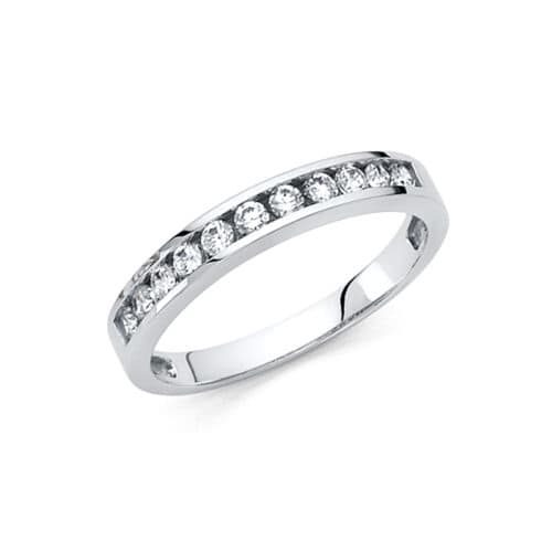 14K White Gold Cubic Zirconia Ladies Wedding Band